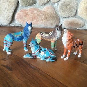 ✔️Westland Wolf Call Of The Wild Tribal Art Set of 4